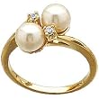 14Kt Yellow Gold Double White Pearl Diamond Ring