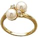 14Kt Yellow Gold Double White Pearl Diamond Ring