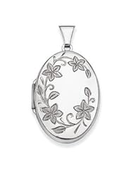 Genuine IceCarats Designer Jewelry Gift Sterling Silver Floral Oval Locket