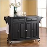 Solid Black Granite Top Kitchen Cart/Island by Home Gallery Store - Black F ....