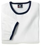 Hanes Beefy - Ringer T-Shirt White/ Navy-L