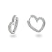 Eve's Addiction Cubic Zirconia Heart Shaped Sterling Silver Hoops