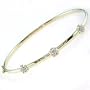 14K Yellow Gold Flower Diamond Bangle