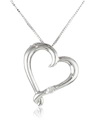 10k White Gold Heart with Diamond Pendant Necklace (0.03 Cttw I-J Color, I2-I3 Clarity), 18"