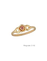 3 1/2 Children 14K Gold Flower Shape June Birthstone Ring - Rhodolite