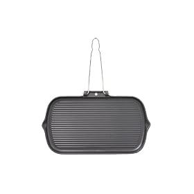 Chasseur Cast Iron Rectangular Grill Pan Wire Handle Smooth Base 37x22cm