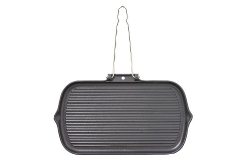 Chasseur Cast Iron Rectangular Grill Pan Wire Handle Smooth Base 37x22cm