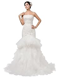 Strapless Mermaid Lace-Up Beaded  Dress