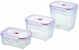 Zevro VS2-S-703 Vac 'n Save Ruby Rectangular-Shaped Vacuum-Sealing Food-Storage Containers, Set of 3