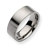 Titanium Brushed Flat 8mm Wedding Band Ring - Size 11.25