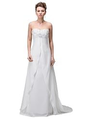 Chiffon Sequined Empire   Waistline Sweetheart Wedding Dress  with a Brush/Sweep Train 