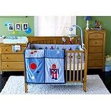 New Carini Bambini Robot 5 Piece Bedding Set: Quilt, Sheet, Skirt, Bumper & Musical Mobile