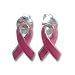Breast Cancer Awareness Pink Ribbon Enamel Earrings