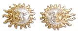 Gold plated earrings, 'Shadows on the Sun' 1 W