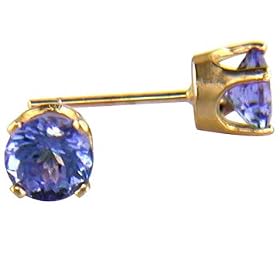 14K Yellow Gold Tanzanite Stud Earrings