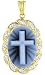Cross Oval Agate Cameo Pendant with Diamond Accent Frame - 3/4x1/2