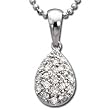 14kt White Gold Almond Shape Cluster Diamond Pendant Necklace