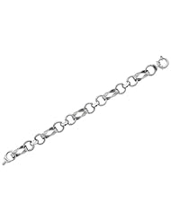 Silver 7.50" With Rhodium Finish 13.35mm Shiny Round Twisted Oval Link Fancy Bracelet With Spring Ring Clasp
