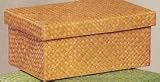 Rectangle Decorative Woven Storage Boxes- Set of 3 / Gold