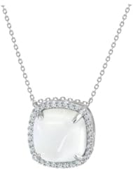 Smooth Cab Cubic Zirconia Pendant Necklace, 18"