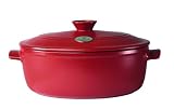 Emile Henry Flame Top 6-1/3-Quart Oval Oven, Red