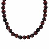 Sterling Silver 6mm Genuine Red Tiger Eye Stone Bead Beaded Chain 15 - 19 &acute; Necklace - B000J4H2VW