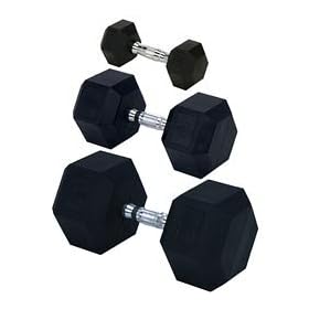 Buy Champion Barbell 65 lbs. Rubber Encased Solid Hex Dumbells