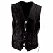 Diamond Plate Leather Vest with Skull Patch Black, BLACK, 3XL