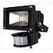 LED Low Energy Flood Light With PIR Sensor, Black Diecast Aluminium Body, IP54 Rated