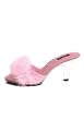 3 Inch Heel Marabou Slipper Women'S Size Shoe With Clear Heel