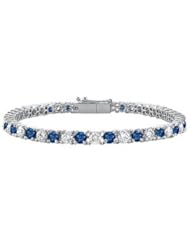 Sapphire and Diamond Tennis Bracelet 18K White Gold 5.00 CT TGW
