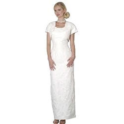 Ivory Formal Evening Dress with Bolero Jacket - Mother of Bride & Groom Dress. Mothers Dress Gown. Womens Long Evening Gown by Sean Collection (7251)
