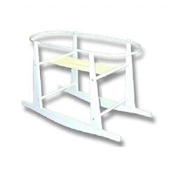 Rocking Wooden Moses Basket Stand- Antique White