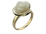 White Mother Of Pearl Rose Ring, 14k Gold