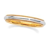 Platinum and 18K Yellow Gold Comfort Fit Milgrain-Edged Wedding Band For Men and Women - Sizes 5 - 12.5