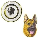 Full Color German Shepherd Double Gold Plate, Porcelain by Rosalinde (7.5' diameter)