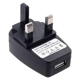 1221 BLACK 3 PIN 1000mA USB UK wall plug AC Power Adapter Charger for MP3 players, ipods, mobile phones, PDA's and Digital Cameras etc - 12 Month Warranty >>> THT Trading