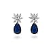 Fancy CZ Drop Sterling Silver Sapphire Earrings