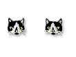 Clearly Charming Tuxedo Cat Silver and Enamel Earings by Zarah