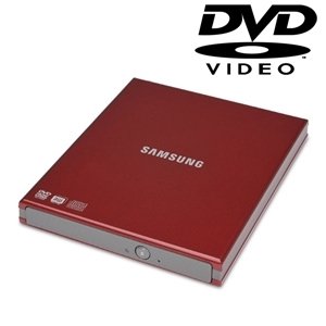 Samsung External Slim DVD-W USB Compatible with Mac and PC SE-S084C/RSRN (Red)