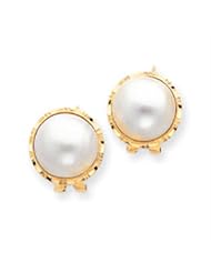 14k Gold 14-15mm Cultured Mabe Pearl Earrings