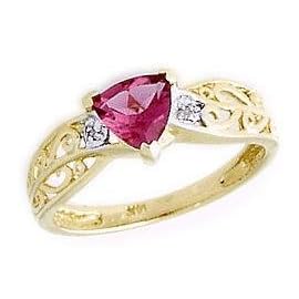 Pink Tourmaline and Diamond Engraved Ring by Szul