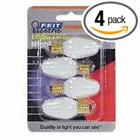 Feit Electric BP7C7 W 4 7-Watt C7 Night Light Bulb with Candelabra Base, White, 4 Pack by Feit Electric