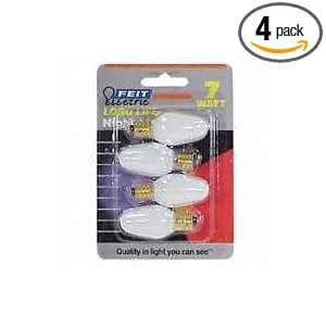 Feit Electric BP7C7 W 4 7-Watt C7 Night Light Bulb with Candelabra Base, White, 4 Pack by Feit Electric