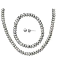 Sterling Silver Grey 6-7mm FW Cult. Pearl Set