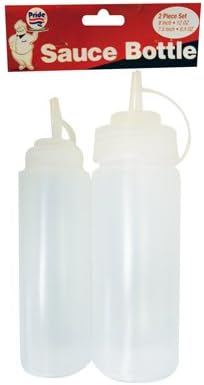 Squeeze Bottles with Cap, Clear,2 Piece Set 12 Ounce and 8.5 Ounce