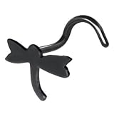 Sterling Silver Black Dragonfly Nose Ring