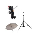 CowboyStudio Single Flash Shoe Swivel Bracket Kit with 1 Mounting Bracket, 1 Umbrella, and 1 Stand Stand