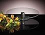 GLASS TURN TABLE - GLASS TURN TABLE WITH METAL STAND - glass platter