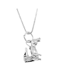 Sterling Silver Three Dimensional Weenie Dachshund Dog Necklace